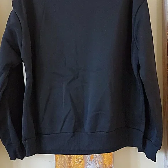 Shein Black Slayr Cross Print Drop Sleeve Casual Sweatshirt SZ M - Picture 7 of 8